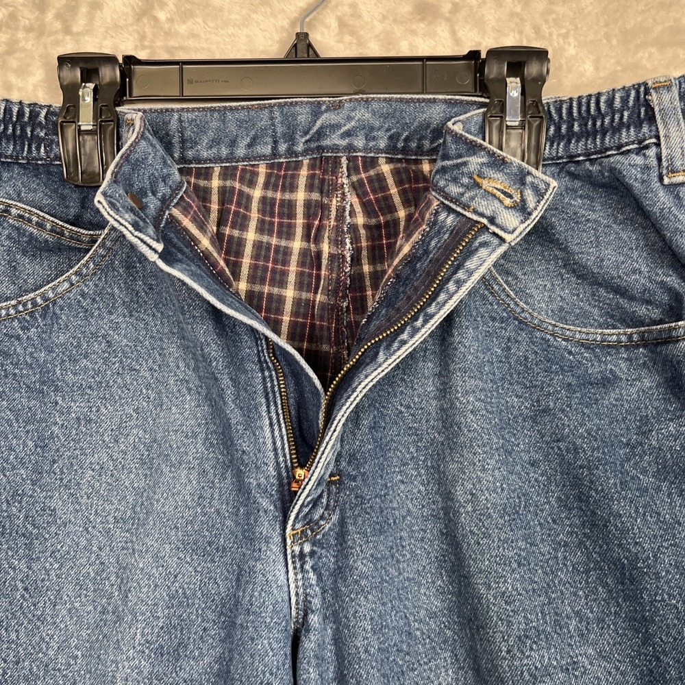 LL Bean Mens Flannel Lined Jeans 38x32 Double L Comfort Waist Blue Denim Pants - Picture 6 of 11